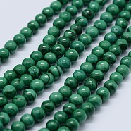 Natural Malachite Beads Strands, Grade AB, Round, 18mm, Hole: 1mm, about 21pcs/strand, 15.5 inch(39.5cm)(G-F571-27AB1-18mm)