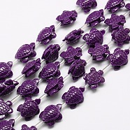 Synthetic Coral Beads Strands, Dyed, Tortoise, Purple, 15x12x7mm, Hole: 2mm, about 22pcs/strand, 11.5 inch(CORA-L020-A-09)
