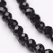 Natural Black Spinel Bead Strands, Faceted, Round, 6mm, Hole: 1mm, about 64pcs/strand, 15.5 inch(G-P213-13-6mm)