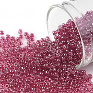 TOHO Round Seed Beads, Japanese Seed Beads, (356) Inside Color Light Amethyst/Fuscia Lined, 11/0, 2.2mm, Hole: 0.8mm, about 50000pcs/pound(SEED-TR11-0356)