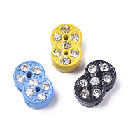 Alloy Rhinestone Slide Charms, Spray Painted, for Personalized Jewelry Bracelet, Mixed Color, Num.8, 11x7x4.5mm, Hole: 8x1.5mm(PALLOY-WH0070-23H)