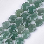 Natural Green Aventurine Beads Strands, Faceted, Oval, 18x13~13.5x5.5~6mm, Hole: 1.2mm, about 11pcs/strand, 7.8 inch(G-S354-12)