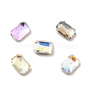 K9 Glass Cabochons, Flat Back & Back Plated, Faceted, Rectangle, Mixed Color, 6x4x2mm(RGLA-F075-A)