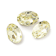 Glass Rhinestone Cabochons, Flat Back & Back Plated, Faceted, Oval, Jonquil, 6x4x3mm(RGLA-L029-17B-213)