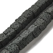 Dyed & Natural Lava Rock Beads Strands, Cube, Slate Gray, 8~9x8~9x8~9mm, Hole: 1mm, about 43pcs/strand, 15.74 inch(G-L435-01-8mm-23)