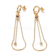 Vacuum Plating 304 Stainless Steel Dangle Stud Earrings, with Ear Nuts, Teardrop, Golden, 71x19x2.1mm, Pin: 0.8mm(EJEW-O102-03G)
