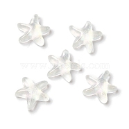 K9 Glass Cabochons, with Glitter Powder, Starfish, White, 8x8.4x2.9mm(GGLA-Z003-08B-001JW)