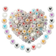 Luminous Acrylic Beads, Glow in the Dark, Flat Round, Mixed Color, 7x3.5~4mm, Hole: 1.2~1.8mm, 300pcs/box(MACR-YW0002-97)