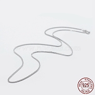 Rhodium Plated 925 Sterling Silver Chain Necklaces, with Spring Ring Clasps, with 925 Stamp, Platinum, 22 inch(55cm)(STER-F039-55cm-17P)