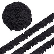 Polyester Ruffled Trimming, for Doll Clothes, Lolita Costume Accessories , Black, 80x0.5mm(DIY-WH0430-116A)