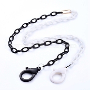 Personalized Two Tone ABS Plastic Cable Chain Necklaces, Eyeglasses Chains, Handbag Chains, with Iron Linking Rings and Plastic Lobster Claw Clasps, White, 26.77~27.95 inch(68~71cm)(NJEW-JN02825-01)