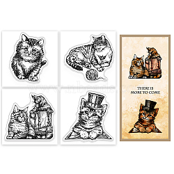 4Pcs 4 Styles PVC Stamp, for DIY Scrapbooking, Cat Shape, 55x55mm, 1pc/style(DIY-WH0487-0046)