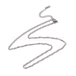 201 Stainless Steel Singapore Chain Necklace for Men Women, Stainless Steel Color, 17.72 inch(45cm)(NJEW-P268-A26-1X5)