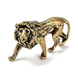 Brass 3D Animal Figurines, for Home Office Desktop Decoration, Antique Golden, Lion, 37.5x14x22.5mm(KK-C073-06B-AG)