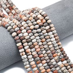 Natural Red Crazy Agate Beads Strands, Frosted, Rondelle, 6x4mm, Hole: 1mm, about 93~96pcs/strand, 14.57''~14.76''(37~37.5cm)(G-P575-A04-6x4mm-02)