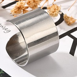 316 Surgical Stainless Steel Open Cuff Rings, Wide Band Rings for Women, Stainless Steel Color, 15mm, Adjustable(RJEW-F170-01P-04)