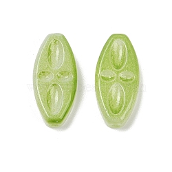 Transparent Glass Beads, Oval with Flower, Baking Paint, Yellow Green, 20x9.5x4mm, Hole: 1.2mm(DGLA-E004-14K)