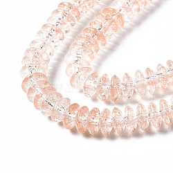 Crackle Glass Beads, Dyed & Heated, Rondelle, PeachPuff, 6x3.5mm, Hole: 1.2mm, about 147pcs/strand, 15.23 inch(38.7cm)(GLAA-S192-B-004F)