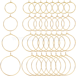 160Pcs 4 Style Brass Wine Glass Charm Rings, Hoop Earrings Findings, Golden, 20~35x0.8mm(20 Gauge), 40pcs/style(KK-SP0001-33G)