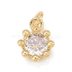Brass Inlaid Clear Cubic Zirconia Charms, Real 18K Gold Plated, Lead Free & Cadmium Free, Crown, Clear, 11.5x9.5x6mm, Hole: 3mm(KK-A161-34G-B)