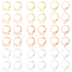 90Pcs 9 Style Brass Leverback Earring Findings, with Horizontal Loops, Mixed Color, 15~15.5x13x1mm, Hole: 1.4~2mm, Pin: 1mm, 10Pcs/style(FIND-PH0006-61)