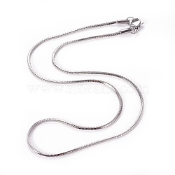 304 Stainless Steel Snake Chain Necklaces, with Lobster Claw Clasps, Stainless Steel Color, 15.7 inch(40cm), 1.5mm, 1.5mm(X-NJEW-F265-C-P)