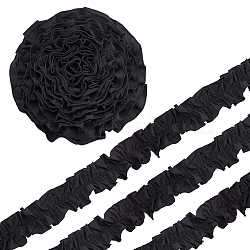 Polyester Ruffled Trimming, for Doll Clothes, Lolita Costume Accessories , Black, 80x0.5mm(DIY-WH0430-116A)