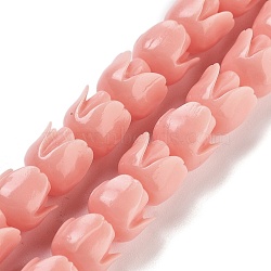 Synthetic Coral Flower Rose Beads Strands, Dyed, Light Coral, 7x6.5mm, Hole: 1mm, about 50pcs/strand, 12.40''(31.5cm)(CORA-U001-01A-02)