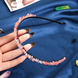 Synthetic Cherry Quartz Glass Hair Bands, Hair Accessories for Women Girls, 150x130x10mm(PW-WG3532A-09)