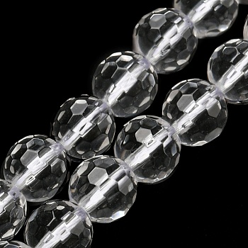 Natural Quartz Crystal Beads Strands, Rock Crystal Beads, Faceted(128 Facets), Round, 6~6.5mm, Hole: 0.9mm, about 63pcs/strand, 14.88~14.96 inch(37.8~38cm)
