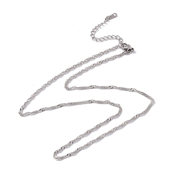 201 Stainless Steel Singapore Chain Necklace for Men Women, Stainless Steel Color, 17.72 inch(45cm)