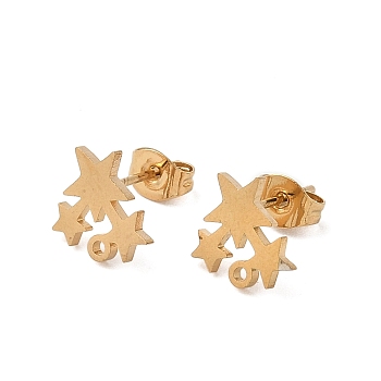 Ion Plating(IP) 304 Stainless Steel Stud Earring Findings, Star, Golden, 9.5x9.5mm, Hole: 1.2mm, Pin: 0.7x11mm