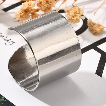 316 Surgical Stainless Steel Open Cuff Rings, Wide Band Rings for Women, Stainless Steel Color, 15mm, Adjustable