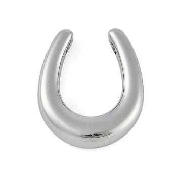 Anti-Tarnish 304 Stainless Steel Pendants, Horseshoe Charm, Stainless Steel Color, 16x14x4mm, Hole: 1.6mm