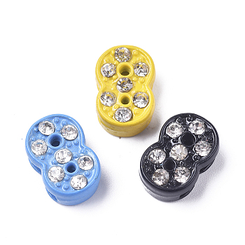 Alloy Rhinestone Slide Charms, Spray Painted, for Personalized Jewelry Bracelet, Mixed Color, Num.8, 11x7x4.5mm, Hole: 8x1.5mm