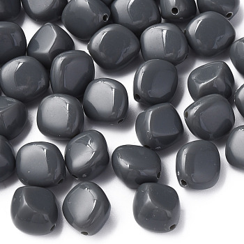 Opaque Acrylic Beads, Nuggets, Gray, 15.5x14x11mm, Hole: 1.8mm, about 380pcs/500g