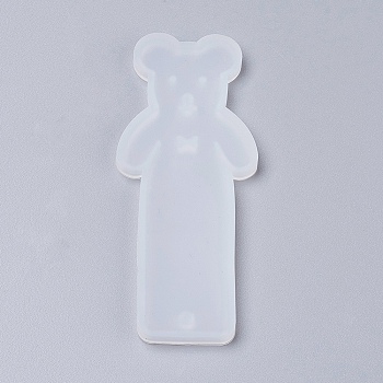 Silicone Bookmark Molds, Resin Casting Molds, Bear, White, 93x38x4.5mm, Inner Diameter: 89x35mm