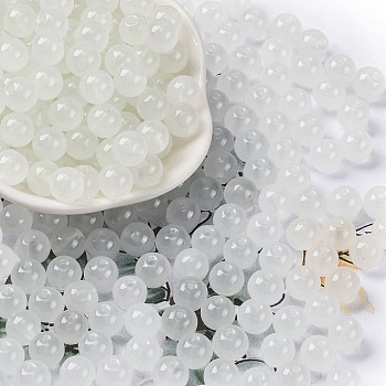 Imitation Jade Glass Seed Beads, Round, WhiteSmoke, 8x7.5mm, Hole: 1.6mm, about 681pcs/pound