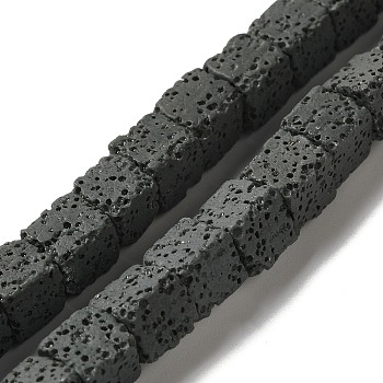 Dyed & Natural Lava Rock Beads Strands, Cube, Slate Gray, 8~9x8~9x8~9mm, Hole: 1mm, about 43pcs/strand, 15.74 inch