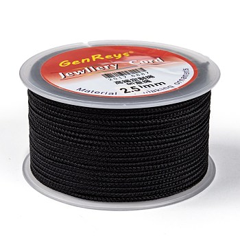 Braided Nylon Threads, Dyed, Black, 2.5mm, about 10.93 yards(10m)/roll