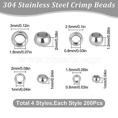 800Pcs 4 Styles 304 Stainless Steel Spacer Beads(STAS-BBC0001-37P)-2