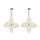 Glass Pearl Braided Star Stud Earrings(EJEW-JE04982-01)-1