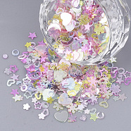 Ornament Accessories, PVC Plastic Paillette/Sequins Beads, Mixed Shapes, Mixed Color, 2~6x1.5~6x0.4mm(X-PVC-T005-093)