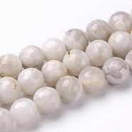 Faceted Natural Agate Round Bead Strands, Dyed, 4mm, Hole: 1mm, about 88~90pcs/strand, 15.74 inch(G-L383-11-4mm)