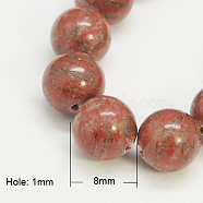Natural Sesame Jasper/Kiwi Jasper Beads Strands, Round, Dark Red, 8mm(X-G-G149-8mm-2)