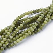Natural Gemstone Beads, Taiwan Jade, Natural Energy Stone Healing Power for Jewelry Making, Round, Olive Drab, 4mm, Hole: 0.8mm, about 86~95pcs/strand, 15~16 inch(GSR4MMC032)