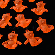 Frosted Acrylic Pendants, Bear, Orange Red, 38.5x34x15mm, Hole: 2.5mm, about 94pcs/500g(MACR-S373-60K-07)