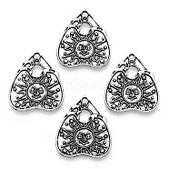 Tibetan Style Alloy Pendants, Heart with Sun Pattern, Antique Silver, 26x22.5x1mm, Hole: 1.8mm(PALLOY-N176-21AS)