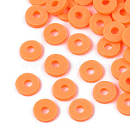Handmade Polymer Clay Beads, Disc/Flat Round, Heishi Beads, Dark Orange, 6x1mm, Hole: 2mm, about 23500pcs/1000g(CLAY-R067-6.0mm-B11)