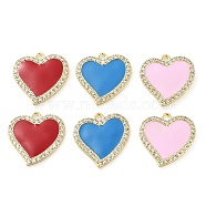 Brass Micro Pave Clear Cubic Zirconia Pendants, with Enamel, Real 18K Gold Plated, Heart Charm, Mixed Color, 19x19x2mm, Hole: 1.8mm(KK-F871-05G)
